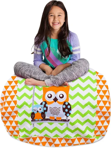 Miniatura 91 de Posh Stuffable - Sillón puff con almacenamiento para niños, contenedor de animales de peluche, organizador de juguetes de niños Lona rayas verde