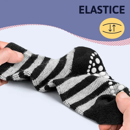 Miniatura 5 de Sosenfer Calcetines antideslizantes para niños pequeños con pinzas, 5-10 pares de calcetines antideslizantes para bebés de 1 a 7 años, hechos