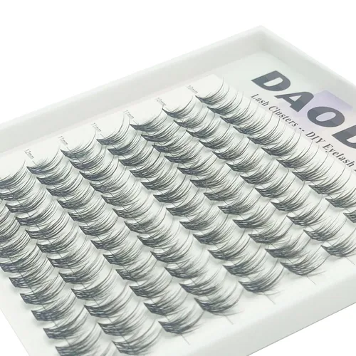 Miniatura 6 de DAODER Extensiones de pestañas cortas en racimo de aspecto natural, 96 unidades de 0.35-0.47 pulgadas, extensiones de pestañas rizadas C