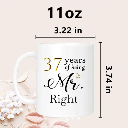 Miniatura 6 de Juego de 2 tazas de café para el 37 aniversario, regalos de boda para parejas, padres, abuelos, hombres, mujeres, marido, esposa, él, ella, caja