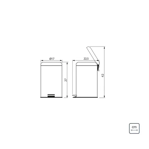Miniatura 8 de Tramontina 94538103 - Cubo de baño con pedal de 3L, acero inoxidable, con tapa, 6.7 in de diámetro x 10.6 in de alto, 94538103