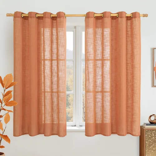 Miniatura 210 de LAMIT Cortinas de lino sintético para dormitorio, paneles filtrantes de luz, cortinas de lino con protección de privacidad con ojales para ventanas