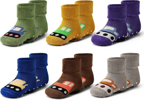 Miniatura 8 de Calcetines cálidos de invierno para bebés y niños, calcetines antideslizantes con agarres para bebés y niñas, calcetines de Navidad de felpa
