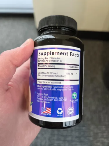 Miniatura 3 de Cápsulas de suplemento de melena de leones, melena de león, 1000 mg por porción, hongo de melena de león extra fuerte, superalimento para memoria
