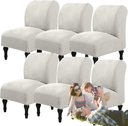 Miniatura 33 de Fundas elásticas para silla sin brazos, extraíbles y lavables, de elastano jacquard sin reposabrazos, protector de muebles para sala de estar, Verde