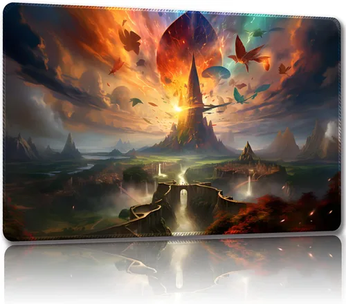 Miniatura 10 de Tapete de juego para MTG con bolsas de almacenamiento gratis, tapete de juego de 24 x 14 pulgadas TCG y alfombrillas de juego de mesa para cartas