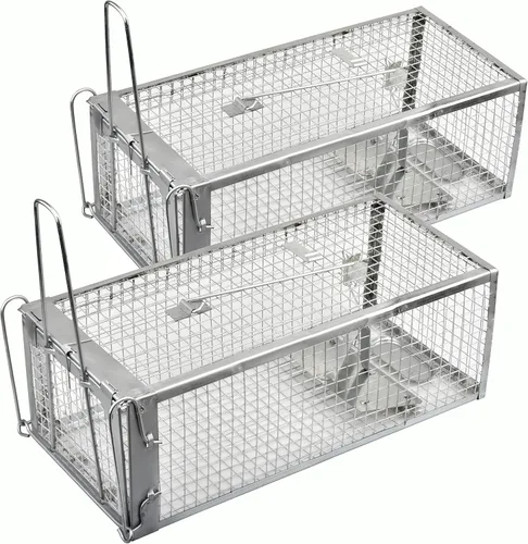 Miniatura 7 de 2-Pack de trampas para ratas, trampas para ratones, trampas para ardillas y topos, jaula humanitaria para interiores y exteriores (negro)