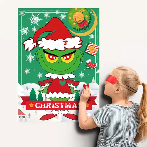 Miniatura 5 de Juegos de Navidad EMPOF - Pin The Heart Juegos de Manualidades Navideñas para Niños y Familias, Linda Decoración de Pared, Artículos de Fiesta