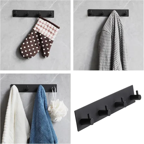 Miniatura 7 de giti island Ganchos autoadhesivos para toallas para baños, ganchos de pared negros para colgar toallas de baño, ganchos de ducha negros mate