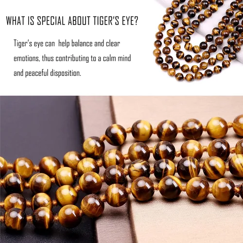 Miniatura 7 de PEARLADA Collar Largo de Cuentas de Ojo de Tigre Turquesa Interminable Hecho a Mano para Joyería de Mujeres 47.5