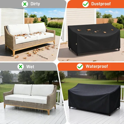 Miniatura 8 de Arcedo Fundas impermeables de 2 plazas para muebles de patio, resistente a la intemperie, funda de sofá para silla de exterior, 54 pulgadas de ancho