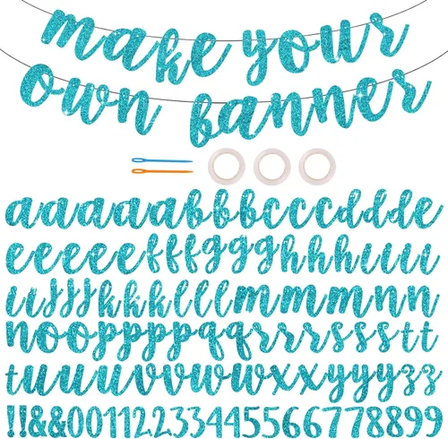 BEISHIDA Kit de 116 pancartas de la A a la Z para hacer tu propia bandera, incluye 111 letras y números, 3 cuerdas y 2 dispositivos de roscado,