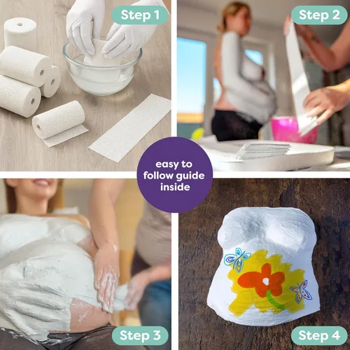 Miniatura 4 de chuckle Kit de moldeo de vientre para embarazo: crea un hermoso recuerdo de embarazo en 3D, molde de vientre fácil de bricolaje para futuras mamás