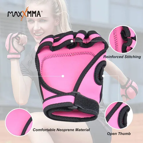 Miniatura 5 de MaxxMMA Guantes con peso ajustables, juego de 2 libras, peso extraíble (2 x 0.5 libras cada guante) para esculpir MMA Kickboxing, cardio, aeróbicos