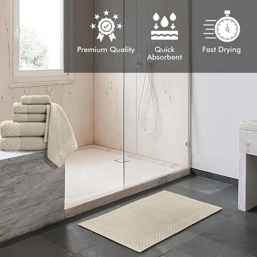 Miniatura 3 de Classic Turkish Towels CTT - Juego de 2 alfombras de baño 100% algodón, antideslizantes, cómodas y altamente absorbentes, lavables a máquina, 20 x