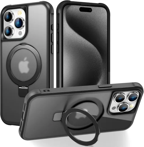 Miniatura 15 de CHAOFEnG Funda magnética compatible con iPhone 11 con soporte, prueba de caídas de grado militar, compatible con imán, anillo translúcido, parte