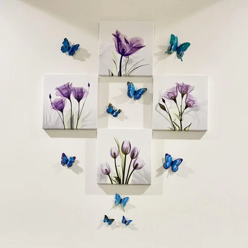 Miniatura 6 de BOPART - 24 calcomanías de mariposa 3D para decoración de fiestas, mariposas azules, decoración de pared, mariposa magnética para manualidades