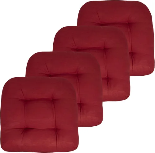 Sweet Home Collection - Cojines para silla de patio y exterior, cojines premium con relleno grueso y cómodo de fibra, 19" x 19" para cubrir el Rojo