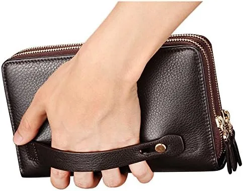 Miniatura 3 de Black Sales Friday Deals - Cartera larga de cuero para hombre, bolsa de mano grande de viaje para negocios, funda para teléfono celular, funda