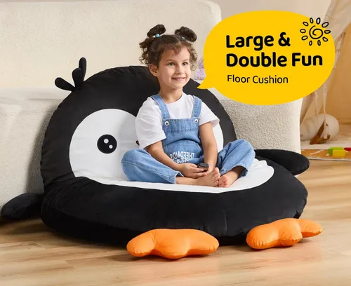 Miniatura 3 de Hobestluk Puf - Cojín de suelo para puf, puf para adultos, tumbona para sala de estar, dormitorio o sala de juegos (negro, mediano, pingüino)
