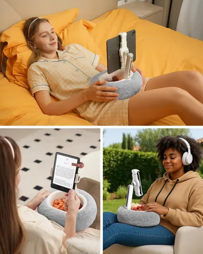 Miniatura 2 de Viozon Soporte de almohada para tableta, soporte de almohada Kindle, compatible con tableta/teléfono de 4 a 11 pulgadas con cuenco pequeño