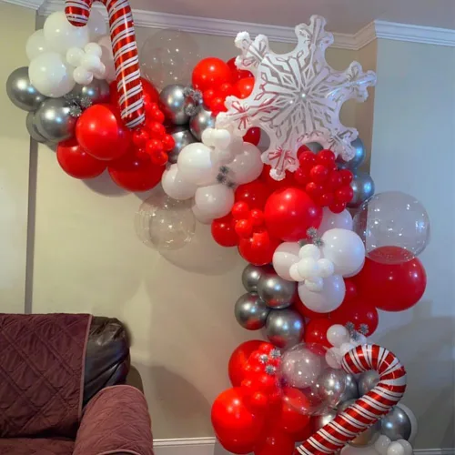 Miniatura 5 de 5 piezas globos transparentes de copo de nieve de 36 pulgadas, globos de lámina Mylar transparentes de copo de nieve navideños para decoraciones