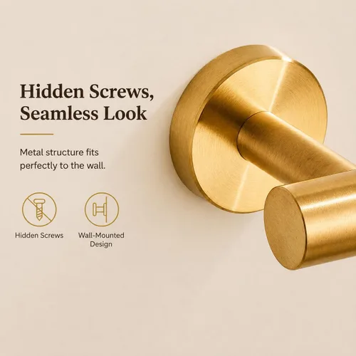 Miniatura 3 de Juego de accesorios de baño de oro cepillado de 5 piezas con toalleros para baño, juego de barras para toallas de baño de acero inoxidable SUS304