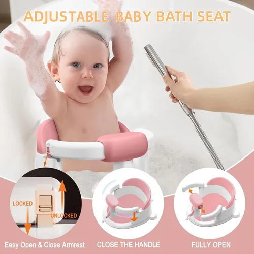 Miniatura 4 de Asiento de baño para bebés de 6 meses en adelante, asientos de baño antideslizantes para bebés sentados, asiento seguro para bebés y recién nacidos