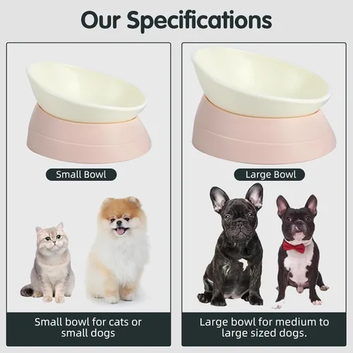 Miniatura 7 de Tazón Bulldog Antideslizante para Perros y Gatos Detachable de Goma Tazón para Mascotas Esterilizado Inclinado Comedero para Mascotas con Base rosa