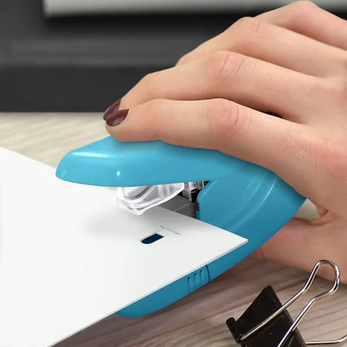 Miniatura 2 de Plus Paper Clinch - Engrapadora compacta sin grapas, color azul turquesa