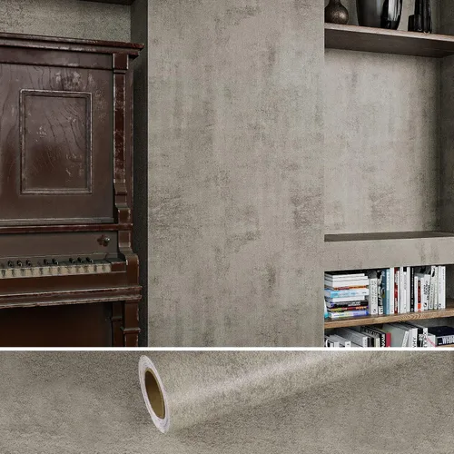 VEELIKE Papel tapiz de hormigón gris pardo envejecido para despegar y pegar de 15.7 x 118 pulgadas, papel adhesivo texturizado para encimeras,