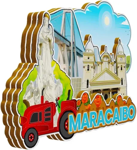 Miniatura 2 de Maracaibo Venezuela imán de nevera imán de madera 3D monumentos de viaje coleccionables recuerdos decoración hecha a mano -2155