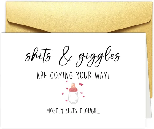 Obbyidk Divertida tarjeta de felicitación de baby shower para nuevos padres, regalo de anuncio de embarazo para familiares y amigos, divertida