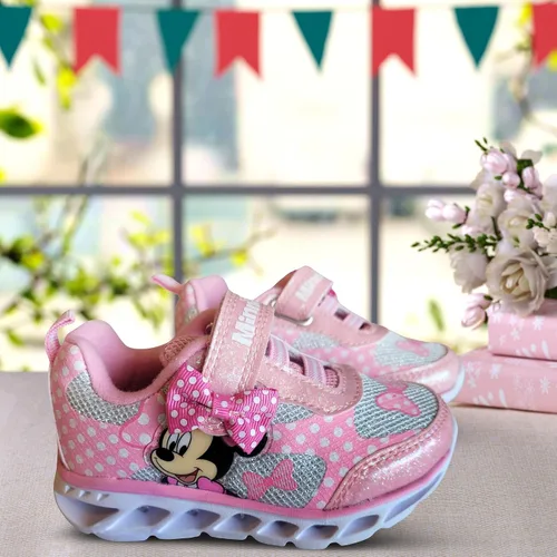 Miniatura 4 de Disney Minnie Mouse Girl's Lighted Athletic Sneaker Light Up Shoes Children WAdjustable Strap