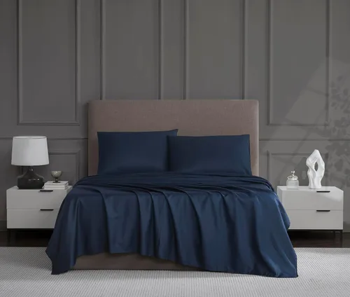 Miniatura 12 de Linen Closet Juego de sábanas de 1200 hilos mezcla de algodón tamaño King de 4 piezas, ultra suave sedoso satén, absorbente de humedad, resistente a