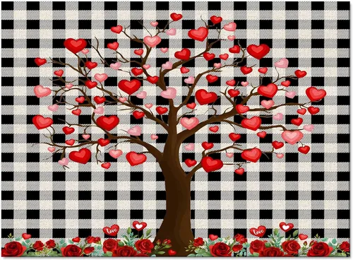 Miniatura 2 de Alfombra de área para interiores de 3 x 5 pies, alfombra antideslizante para el día de San Valentín para habitación de los niños, árbol de amor
