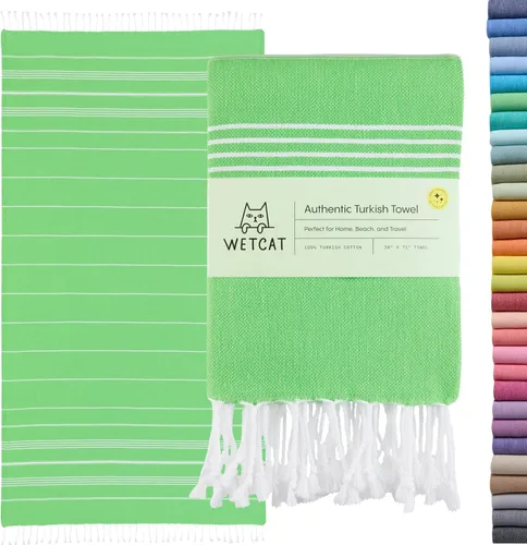Miniatura 52 de WETCAT Toalla de playa original turca (39 x 71) – Peshtemal prelavado, 100% algodón, muy absorbente, de secado rápido y ultra suave, seguro