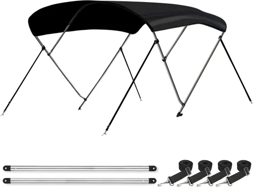 Leader Accessories - Cobertura Bimini para barco con 10 colores, 3 arcos y 4 lazos, incluye 4 correas, 2 postes de apoyo trasero, accesorios de