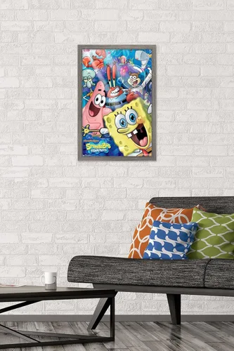 Miniatura 2 de Trends International Nickelodeon Spongebob - Póster de pared Joy, 14.725 x 22.375 pulgadas, versión con marco de madera tipo granero