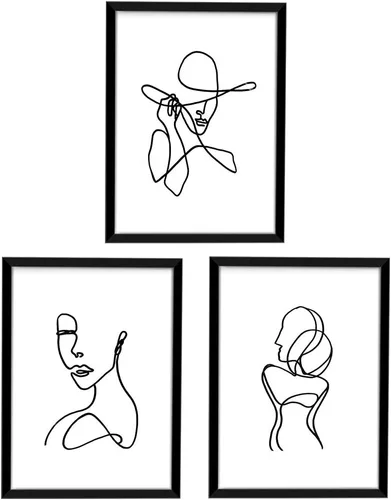 ArtbyHannah Impresiones artísticas minimalistas enmarcadas en negro de 11 x 14 pulgadas, decoración con forma de cuerpo de mujer abstracta para
