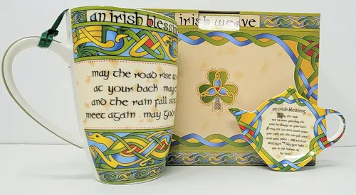 Miniatura 4 de Royal Tara Irish Blessing Set - Taza de porcelana de hueso de 14 onzas líquidas, caja de tejido irlandés, té, bolsas de té sueltas de hojas