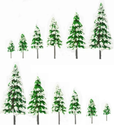 Miniatura 9 de 10 piezas de paisaje verde modelo de paisaje cedro tren paisaje paisaje pino miniatura diorama árboles modelo mixto para la arquitectura