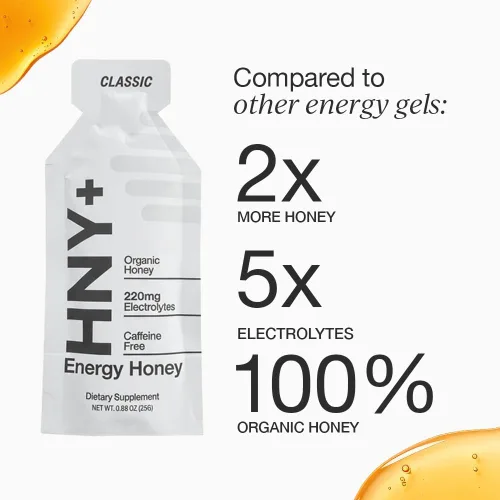 Miniatura 4 de HNY+ Gel energético de miel orgánica con electrolitos, magnesio, sal marina y potasio, sin gluten y vegano, geles de entrenamiento, para gimnasio