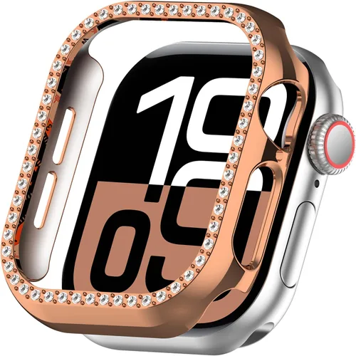 Miniatura 10 de Miimall Funda protectora de diamantes de imitación para mujer, compatible con Apple Watch 11/10 de 1.654 in, protector de marco de policarbonato