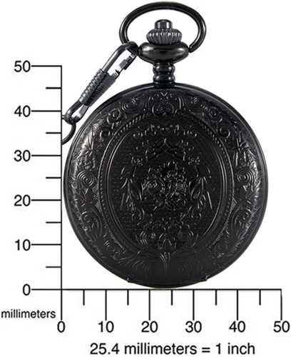 Miniatura 7 de Large Decorative Flower Pattern White Roman Numeral Scale Quartz Pocket Watches for Men with Chain