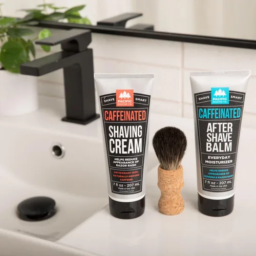 Miniatura 2 de Pacific Shaving Company Juego de crema de afeitar y después del afeitado con cafeína, kit de afeitado para hombres, crema de afeitado enriquecida