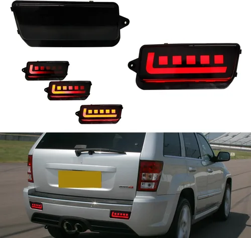 Lente ahumada LED 3 en 1 para 2005 2006 2007 2008 2009 2010 Jeep Grand Cherokee Reflector luces traseras señal de giro freno parada y luces Lente
