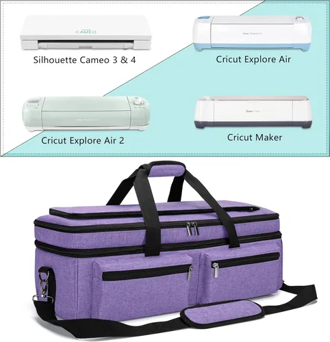 Miniatura 7 de LUXJA Bolsa de doble capa con bolsillo para alfombrilla de corte para Cricut Explore Air (Air2) y Maker, bolsa de transporte compatible con máquina