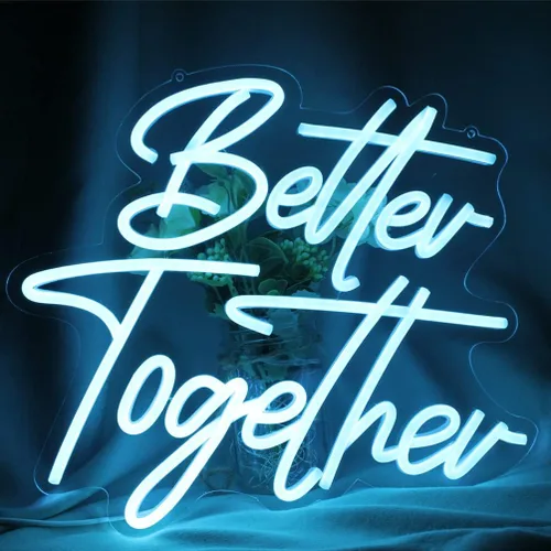 Miniatura 12 de DAKABUKA Better Together - Letreros de neón LED de neón blanco cálido para decoración de pared de despedida de soltera, fiesta de compromiso