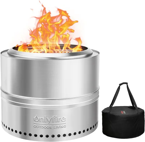Miniatura 13 de Fogata de leña con bolsa de transporte, hoguera portátil desmontable de 19.5" para camping, tailgating, patio, patio trasero, chimenea perforada sin